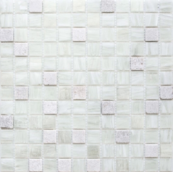 Hand-painted mosaic tile Tile backsplash Translucent white Glass mosaic Crystal stone Cream white MOS94-2503_m