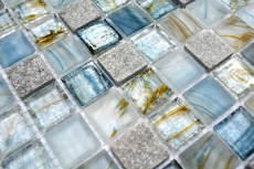 Natural stone glass mosaic mosaic tiles cream light gray anthracite blue-gray greenish tile backsplash wall cladding - MOS94-2505