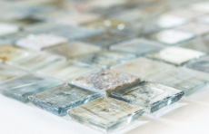 Natural stone glass mosaic mosaic tiles cream light gray anthracite blue-gray greenish tile backsplash wall cladding - MOS94-2505