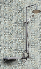 Natural stone glass mosaic mosaic tiles cream light gray anthracite blue-gray greenish tile backsplash wall cladding - MOS94-2505