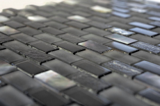 Hand-patterned mosaic tile Tile backsplash Translucent black Brick Glass mosaic Crystal stone Shell black MOS87-B03S_m