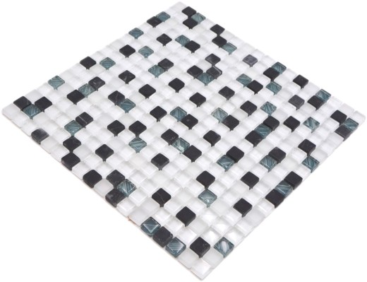 Glass mosaic natural stone mosaic tile white dark gray black backsplash - MOS92-0103
