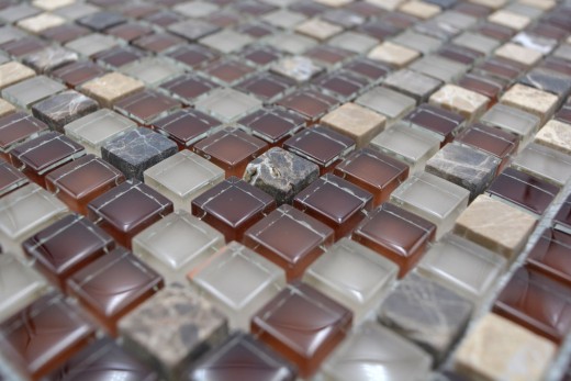Glass mosaic natural stone mosaic tile dark brown light brown ochre BATH WC kitchen WALL tile backsplash - MOS92-1304