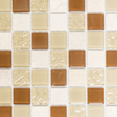 Hand-painted mosaic tile Tile backsplash Translucent beige Glass mosaic Crystal stone beige MOS62-1204-GN_m