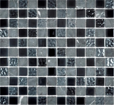 Glass mosaic natural stone mosaic tiles rustic stone gray black anthracite graphite tile backsplash kitchen backsplash - MOS62-0302-GN
