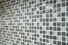 Glass mosaic natural stone mosaic tile gray anthracite dark gray white tile backsplash wall kitchen bathroom toilet - MOS92-0204