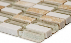 Rectangular mosaic tiles glass mosaic rods mini beige cream golden beige natural stone kitchen splashback bathroom WC wall - MOS87-1412