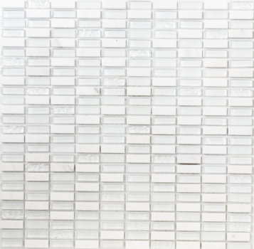Rectangular mosaic tiles glass mosaic white carrara look quarry glass natural stone tile backsplash bathroom kitchen WC - MOS87-1401