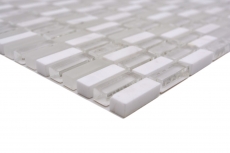 Rectangular mosaic tiles glass mosaic white carrara look quarry glass natural stone tile backsplash bathroom kitchen WC - MOS87-1401