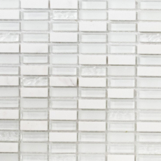 Rectangular mosaic tiles glass mosaic white carrara look quarry glass natural stone tile backsplash bathroom kitchen WC - MOS87-1401