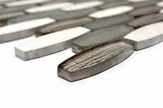 Hand-patterned mosaic tile Tile backsplash Translucent gray boat shape Glass mosaic Crystal stone gray MOS85-BM59_m