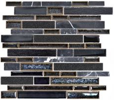 Hand-painted mosaic tile translucent ceramic black composite glass mosaic Crystal stone ceramic black MOS87SO-0329_m