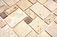 Hand sample mosaic tile Tile backsplash self-adhesive travertine natural stone beige combination travertine beige MOS200-4CM14_m