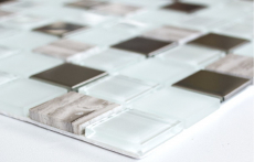 self-adhesive glass mosaic mosaic tile natural stone stainless steel cream white MOS200-4CM32