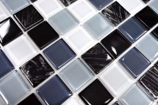 self-adhesive glass mosaic mosaic tile gray black white wipe MOS200-4CM28