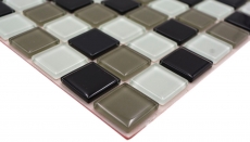 self-adhesive glass mosaic mosaic tile black mud white MOS200-4CM30