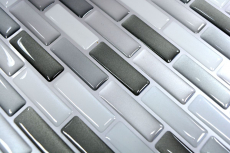 Hand pattern mosaic tile tile mirror self-adhesive vinyl foil vinyl silver white vinyl gray silver oblong 4-pack MOSVinyl-24086_m