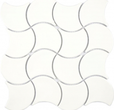 Ceramic mosaic fan ivory glossy wave wall tile backsplash kitchen shower bathroom MOS13-FS19_f