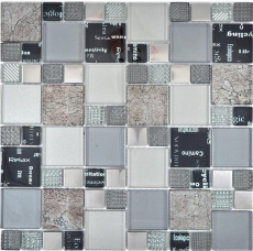 Hand pattern transparent crystal mosaic glass mosaic silver black wall tile backsplash kitchen shower bathroom MOS88-0317_m
