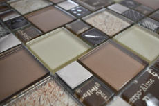 Glass mosaic mosaic tiles silver cream beige brown wall tile backsplash kitchen bathroom