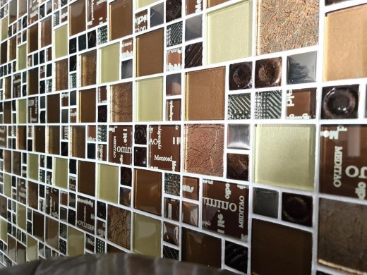 Glass mosaic mosaic tiles silver cream beige brown wall tile backsplash kitchen bathroom