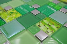 Glass mosaic mosaic tiles silver green wall tile backsplash kitchen bathroom