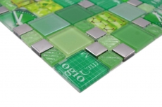 Glass mosaic mosaic tiles silver green wall tile backsplash kitchen bathroom