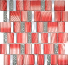Aluminum mosaic glass mosaic ALU red wall tile backsplash kitchen shower bathroom_f | 10 mosaic mats