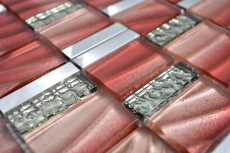Aluminum mosaic glass mosaic ALU red wall tile backsplash kitchen shower bathroom_f | 10 mosaic mats