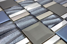 Aluminum mosaic glass mosaic ALU silver wall tile mirror kitchen shower bathroom_f | 10 mosaic mats