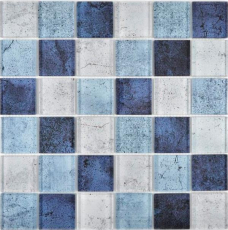 Hand pattern transparent crystal glass mosaic blue wall tile backsplash kitchen shower bathroom MOS88-0044_m