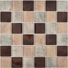 Transparent crystal glass mosaic beige wall tile backsplash kitchen shower bathroom MOS88-1212_f | 10 mosaic mats