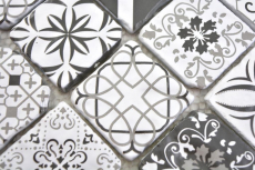 Transparent crystal glass mosaic retro black&white wall tile backsplash kitchen bathroom MOS63-0103_f | 10 mosaic mats