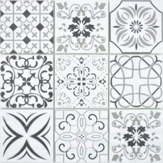 Hand pattern transparent crystal glass mosaic retro black&white wall tile backsplash kitchen bathroom MOS160-0301_m