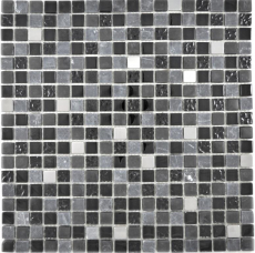 Translucent stainless steel glass mosaic stone steel black glass matt wall tile backsplash kitchen bathroom MOS92-0322_f | 10 mosaic mats