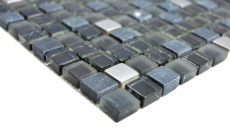 Translucent stainless steel glass mosaic stone steel black glass matt wall tile backsplash kitchen bathroom MOS92-0322_f | 10 mosaic mats