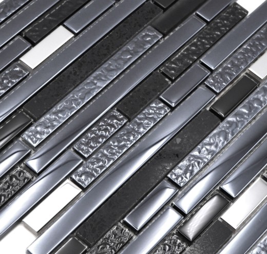 Glass mosaic rods mosaic tiles stainless steel Artificial graphite black anthracite silver