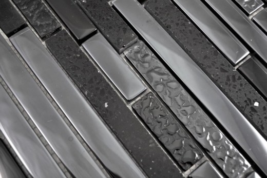 Glass mosaic rods mosaic tiles stainless steel Artificial graphite black anthracite silver
