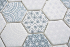 GLASS mosaic Hexagon ECO blue mosaic tile wall tile backsplash kitchen bathroom_f | 10 mosaic mats