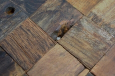 Wooden mosaic made from boat planks Wood FSC wall cladding Kitchen splashback MOS160-23