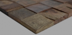 Wooden mosaic made from boat planks Wood FSC wall cladding Kitchen splashback MOS160-23