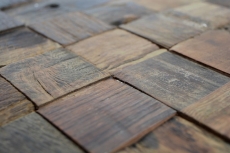 Wooden mosaic made from boat planks Wood FSC wall cladding Kitchen splashback MOS160-23