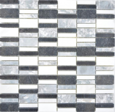 Hand sample marble mosaic stone black gray white mosaic tile wall tile backsplash kitchen bathroom MOS88-0123_m