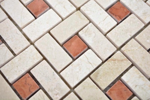 Marble mosaic tile wheel crema beige pink rose polished tile backsplash wall tile shower wall floor kitchen wall - MOS88-B17
