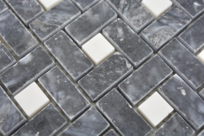 Marble mosaic wheel stone eddy black milky white polished Marble mosaic wheel stone gray panther polished MOS88-B19_f
