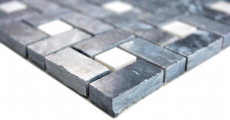 Marble mosaic wheel stone eddy black milky white polished Marble mosaic wheel stone gray panther polished MOS88-B19_f