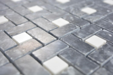 Marble mosaic wheel stone eddy black milky white polished Marble mosaic wheel stone gray panther polished MOS88-B19_f