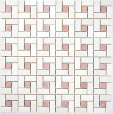 Marble mosaic wheel stone cremarfil pink rose Marble mosaic wheel stone gray panther polished MOS88-B27_f