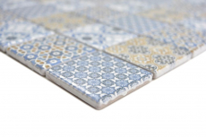 Hand pattern ceramic mosaic retro beige yellow blue white mosaic tile wall tile backsplash kitchen bathroom MOS14-1234_m