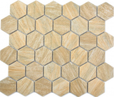 Ceramic mosaic hexagon beige brown wood look MOS11H-0011_f